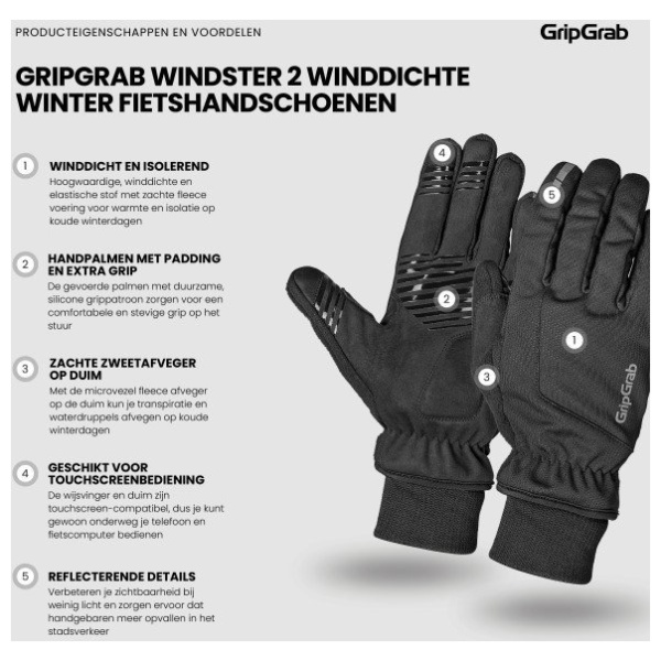 Gripgrab Windster 2 Windproof Winter Gloves - Afbeelding 2