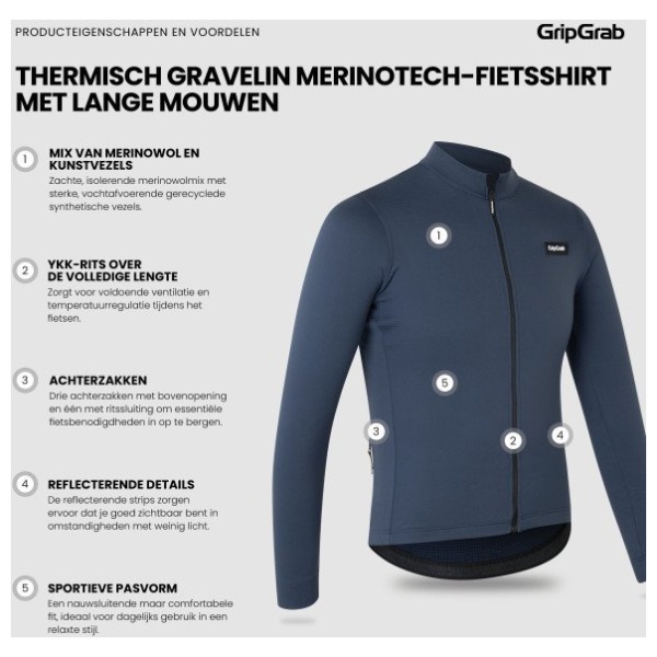Gripgrab Thermisch Gravelin Merinotech - Afbeelding 2