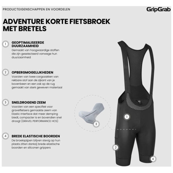 Gripgrab Adventure korte fietsbroek met bretels - Afbeelding 4